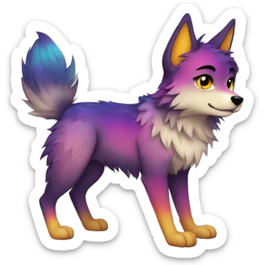 Colorful emo-Sparkle-wolf-fursona full body sticker