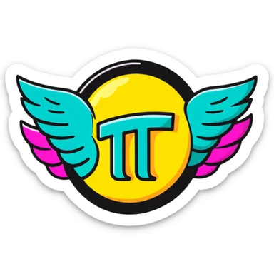 Minimalist sticker with white 'tt' letters on a black circle with cyan, magenta, and yellow dots below, money with wings emoji with street style influence sticker