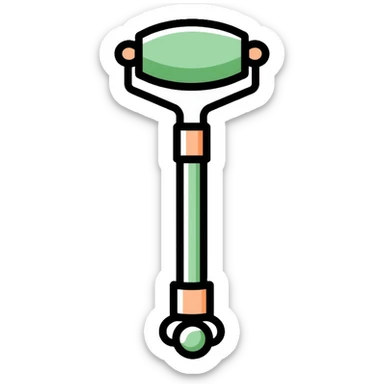 Jade facial roller, minimalist, rounded, soft pastel colors, skin care accessory sticker