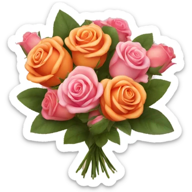Orange and pink rose bouquet sticker