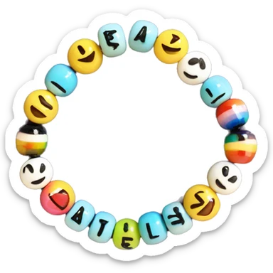 beaded bracelet with letter beads spelling beads sticker