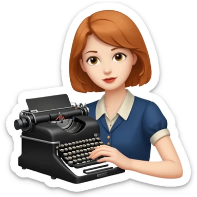 woman with vintage typewriter sticker