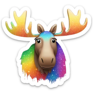 Lisa frank glitter rainbow moose sticker
