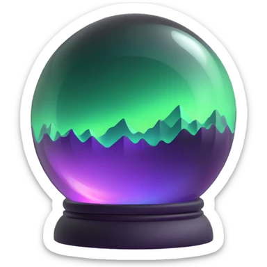 aurora crystal ball with swirling green and purple lights sticker