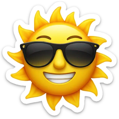 a smiling sun in black glasses sticker