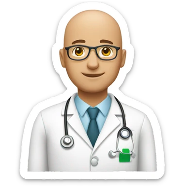 Bald doctor male sticker