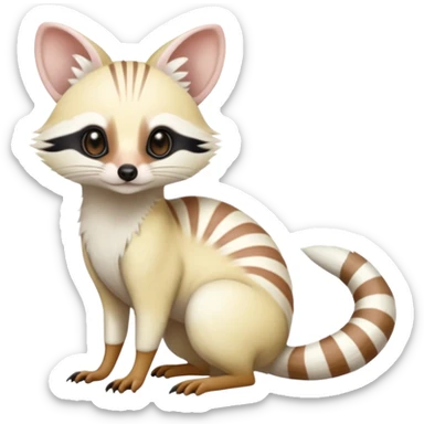 White albino pastel Genet-Numbat-Cacomistl-Tanuki-fusion-hybrid (full body) sticker