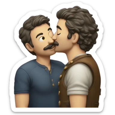  man kissing a  fair guy with moustache sticker
