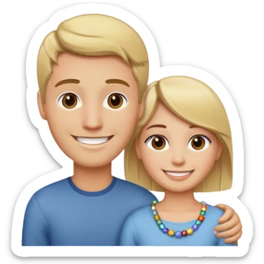 create couple emojis, tall blonde beaded guy, and short brown hair hazel eyed girl sticker