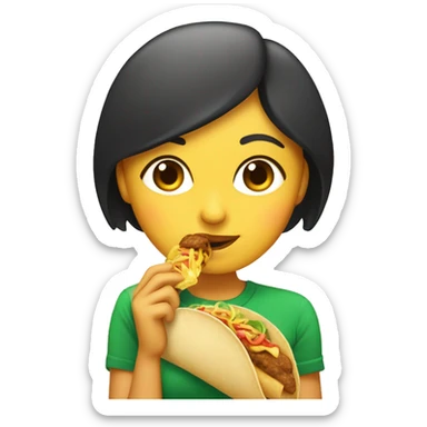 chica linda mexicana comiendo un taco con una estrella sticker