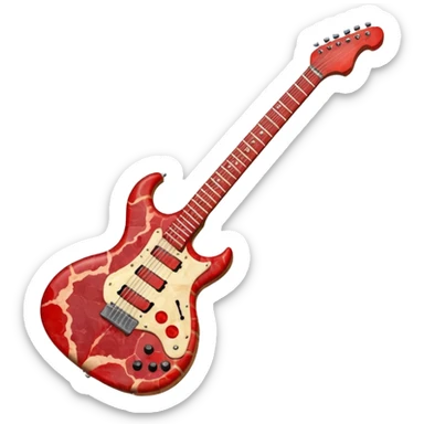 An electric guitar entirely made of meat! sticker