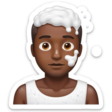 man getting soap foam shot all over his face  sticker