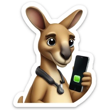 a kangaroo with a phone  sticker