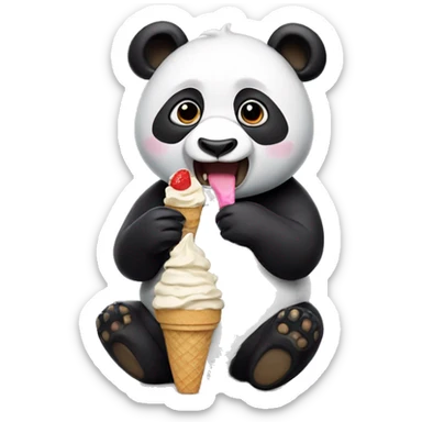Panda eating ice cream sticker