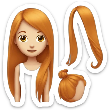 Cute Girl with long straight ginger hair sticker