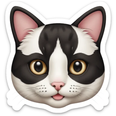 a black and white chat, with mustache birthmark in the mouth sticker