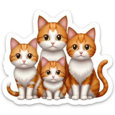 3 sibling cats each are various different natural colours; 1 is ginger and white, the next is brown tabby and white and the third is a calico sticker