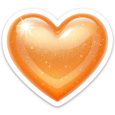 pastel orange glittery heart sticker