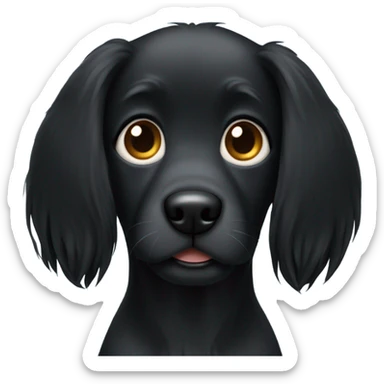 Black dog with Long hair and ears sticker