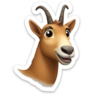 happy smiling brown chamois left hoof pointing up sticker