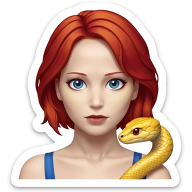 x-men mystique red hair yellow snake eye looks like jennifer lawrence sticker