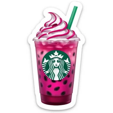 Starbucks dark pink dragonfruit refresher. no pink cream on top. starbucks logo. sticker