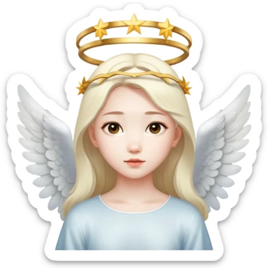 Asian girl with angel halo sticker