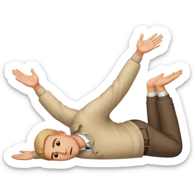 man surrendering on the ground lying face down with arms stretched forward in a gesture of surrender, simple and clear sticker