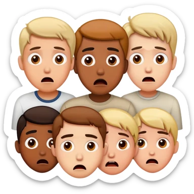 Group of confused people with shocked expressions looking at each other sticker