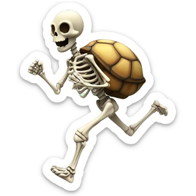 A skeleton turtle going for a jog sticker