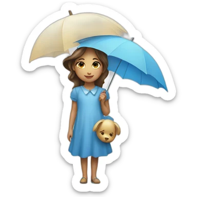 a dreamy girl а with an open blue umbrella sticker