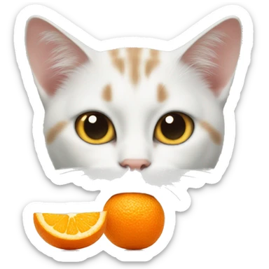 cat eating tangerine  sticker