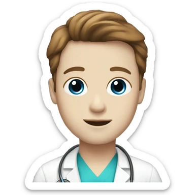doctor with blue eyes pale skin and brown hair sticker