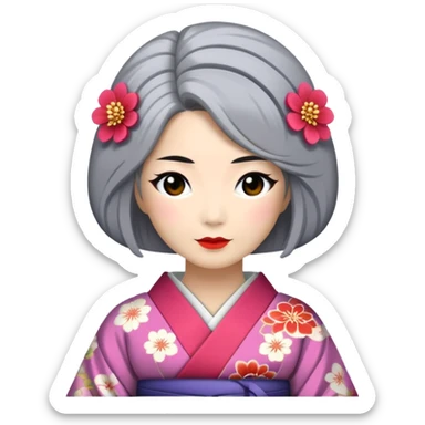 Geisha in her 40th with gray hair sticker