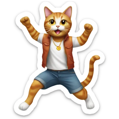 cat doing jumping jacks dressed like juno sticker