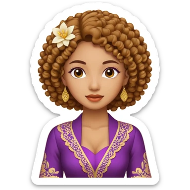 tan skin women, with Curly hair, wear kebaya  sticker