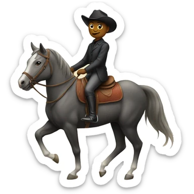 cat riding a horse sticker