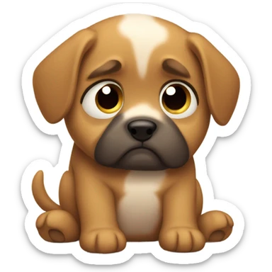 Sad and very worried puppy sticker