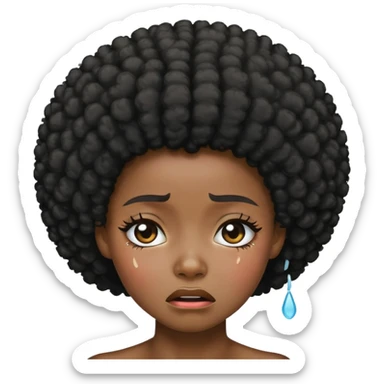 black girl with afro hair crying sticker