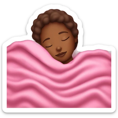 Brown skin girl sleeping with a pink blanket on top  sticker