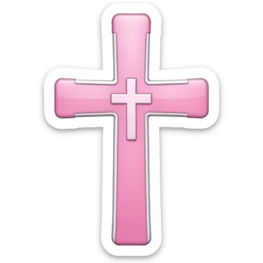 Pink and white simple holy cross sticker