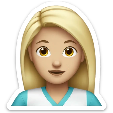 Girl with blonde hair blue eyes wearing scrubs sticker