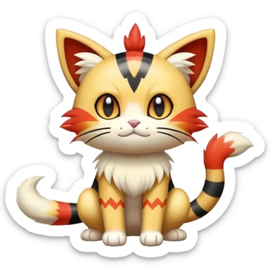 Shiny Cute Adorable Delcatty-Meowth-Litten-Hybrid-Creature with pattern-markings sticker