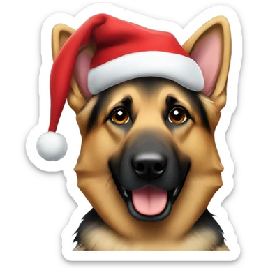 german shepherd in santa hat  sticker
