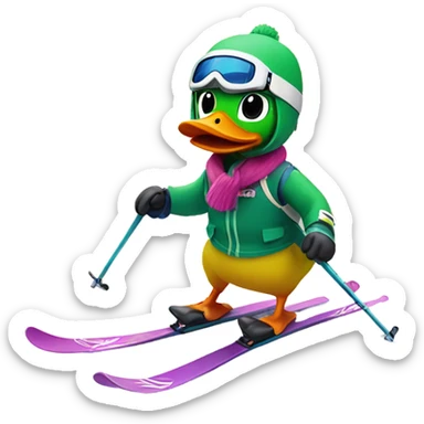 Skiing duck  sticker