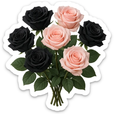 bouquet of black and pink roses , remove background sticker