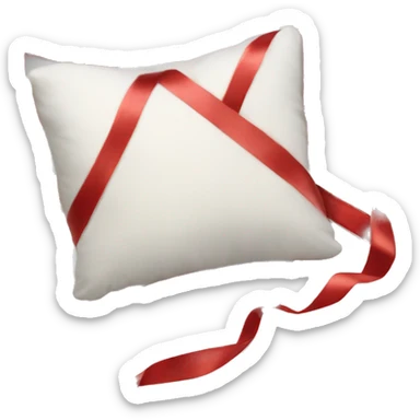 Aesthetic white pillow with red ribbon sticker