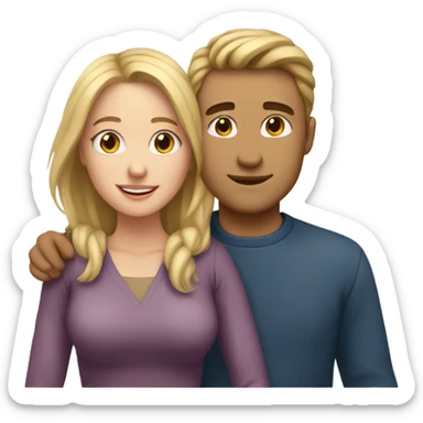 man and woman hugging, man has blonde hair woman has brown hair sticker