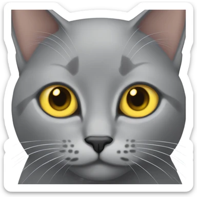gray cat with lop ears and yellow eyes sticker