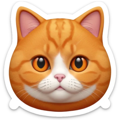 A 3D cartoon British Shorthair cat in vibrant orange ginger tone, smooth plush fur, round eyes, warm cinematic lighting, Memoji style. full body or half body. sticker
